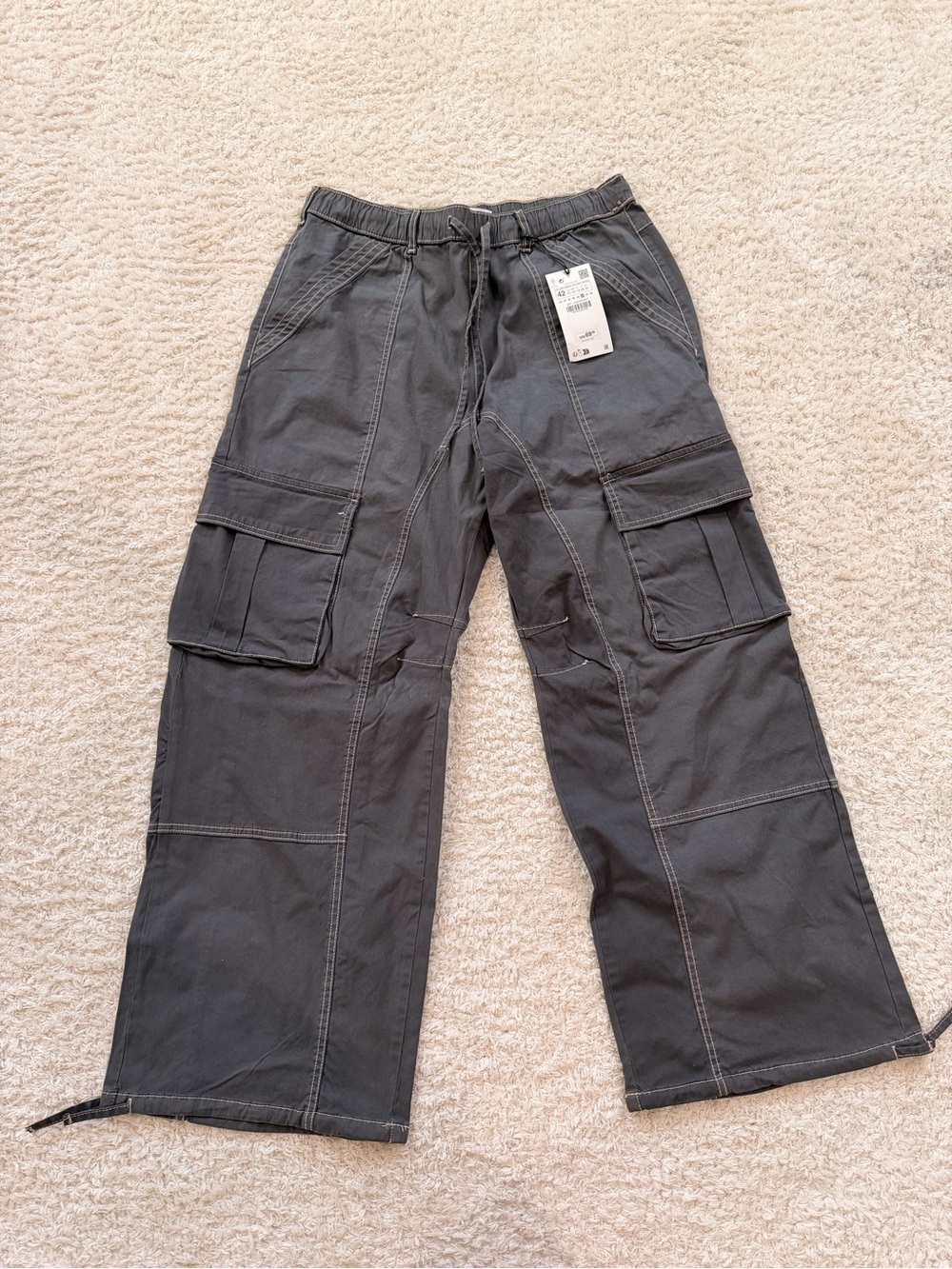 Zara Cargo Pants Women's Size 42 (US 10) • Dark Gray • New with Tags